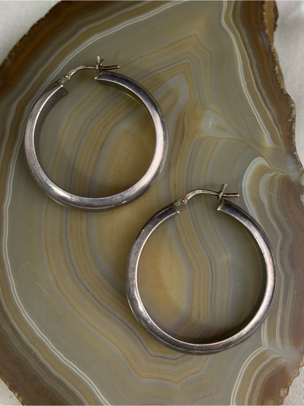 Polished Sterling Silver Hoop Earrings - Sleek Women's Jewelry